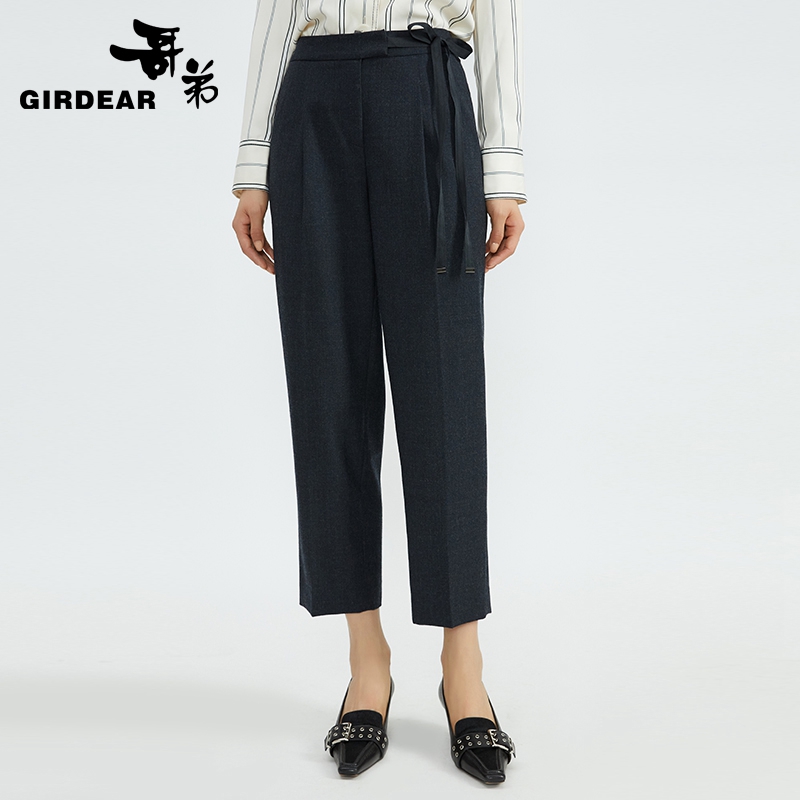 哥弟 中腰绑带直筒裤1100187