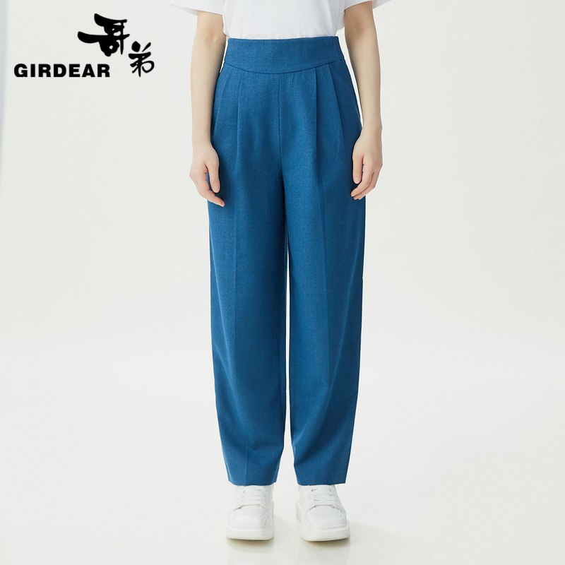 哥弟 修身绑带锥形羊毛裤1100248