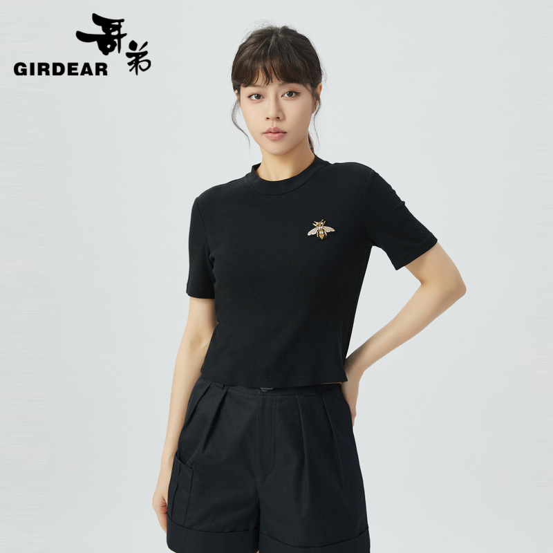 哥弟   烟管领小蜜蜂珠绣T恤1300360