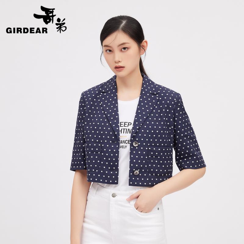 哥弟 短款双扣亚麻外套1400478