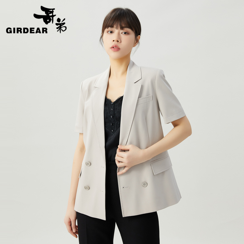 哥弟 压线设计短袖薄款西装外套1400610