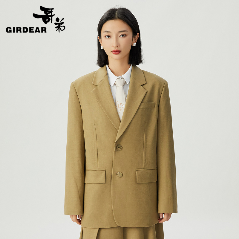 哥弟 高级松弛感宽松廓形羊毛西装外套1400693