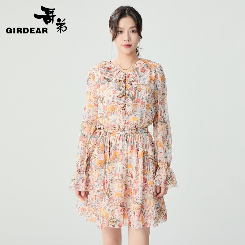 哥弟 优雅法式浪漫荷叶洋装1500557