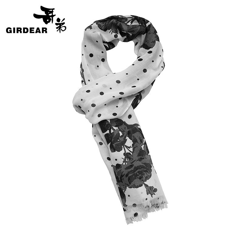 哥弟   百搭印花长丝巾180009