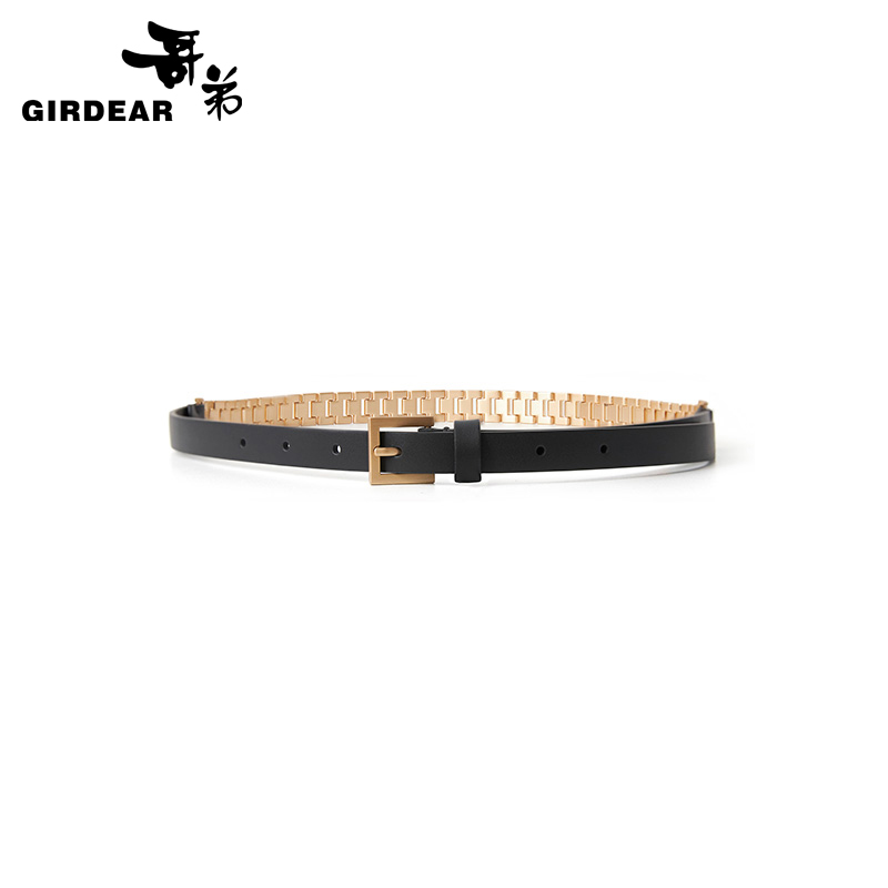 哥弟  时髦百搭拼接设计感细腰带1900496