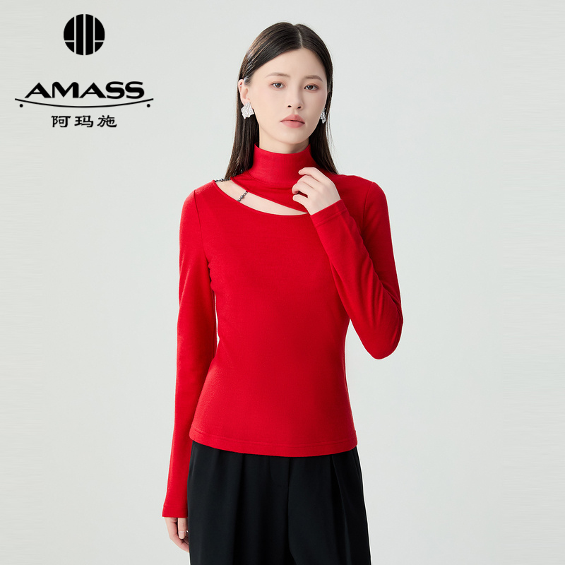 AMASS阿玛施 镂空造型设计烟管领羊毛上衣5300879