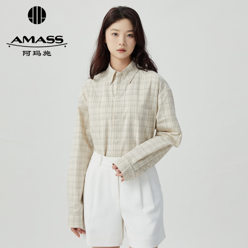 AMASS阿玛施 时尚先生宽松简约男友风棉质衬衫5300911