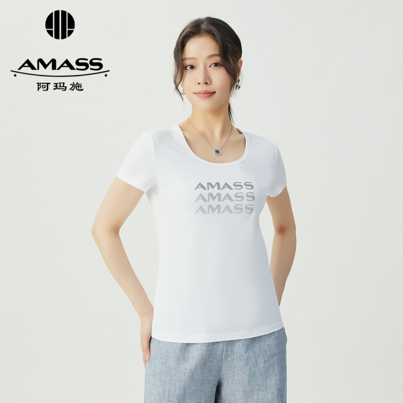 阿玛施AMASS 简约经典修身圆领百搭短袖T恤5300989