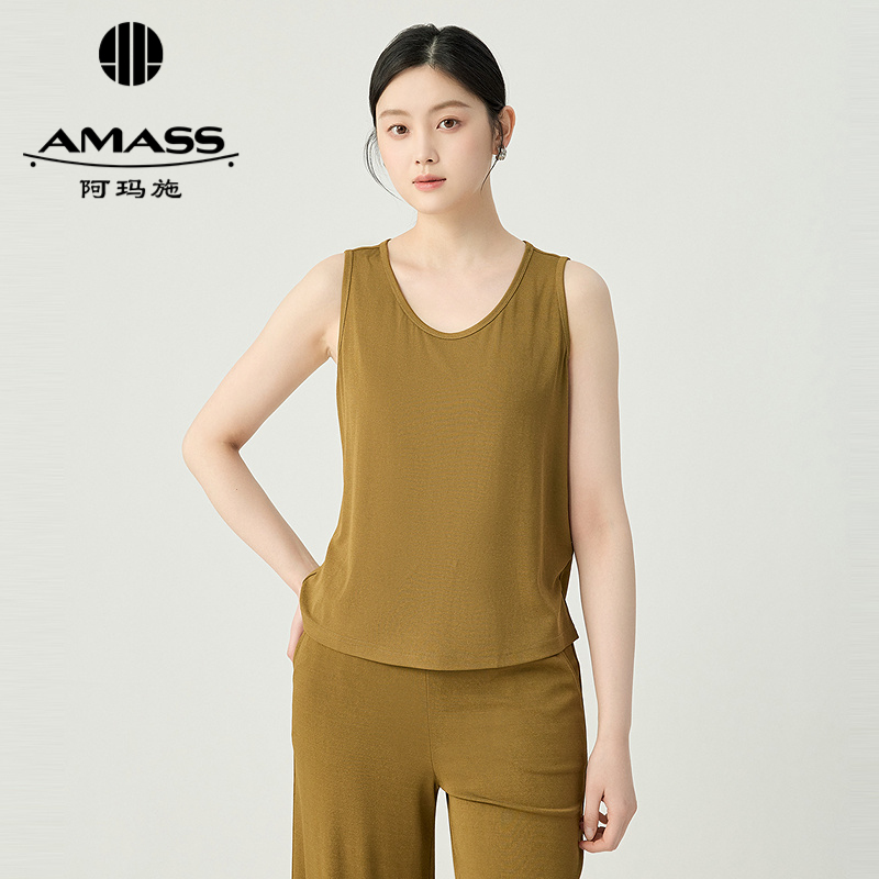 阿玛施AMASS 垂坠感亲肤凉爽纯色背心5301073