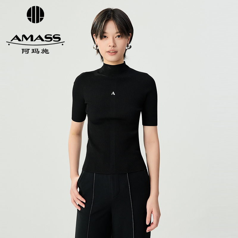 阿玛施AMASS 气质优雅小A正肩修身针织衫538063