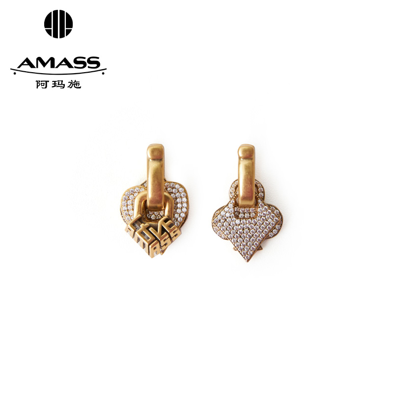 阿玛施AMASS 扑克系列可拆卸百搭质感锆石耳环5900530