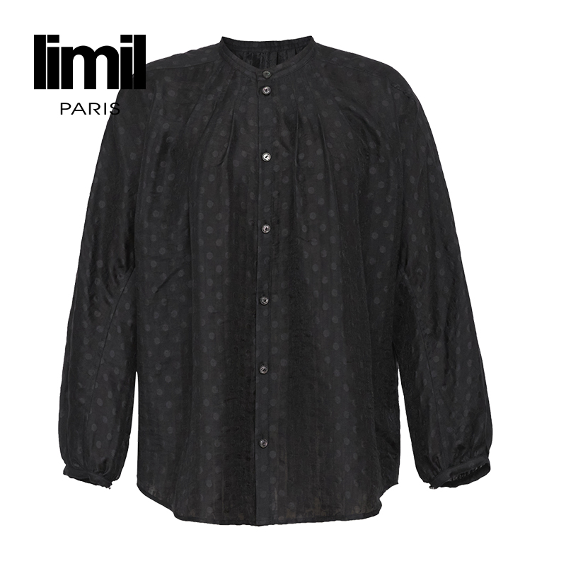 丽米儿LIMIL 黑色波点优雅新中式立领衬衫9300144