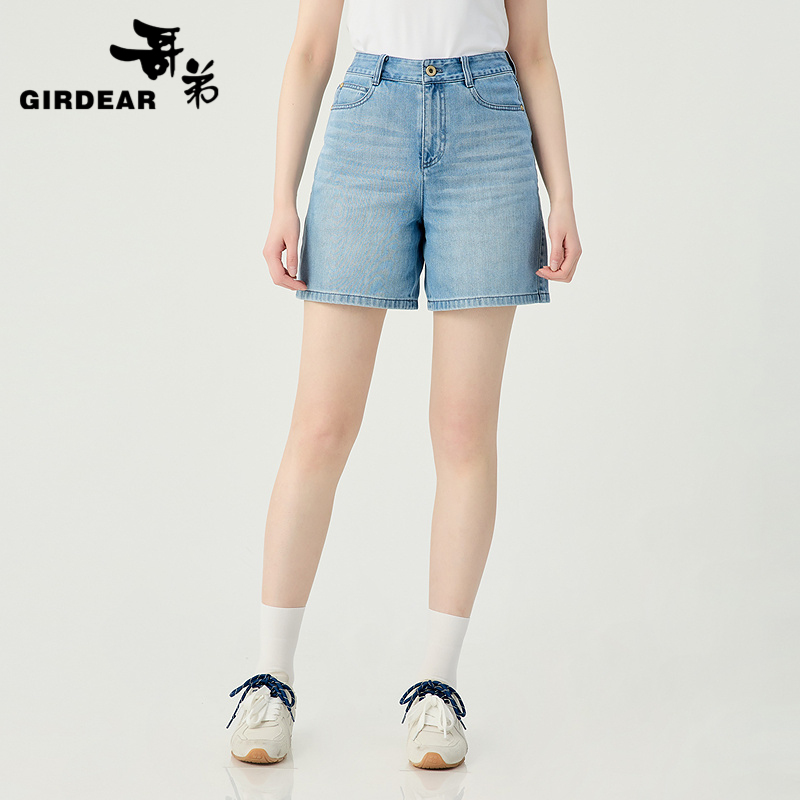 哥弟  时尚潮感百搭牛仔老爹中短裤110003