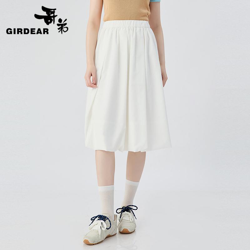 哥弟  高腰松紧垂感花苞半裙120007