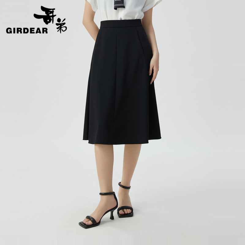 哥弟 高腰法式赫本风中长裙1200336