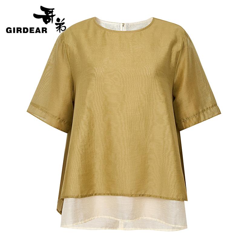 哥弟  圆领休闲新中式短袖上衣130095