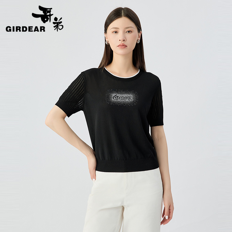 哥弟  夏季柔软百搭圆领针织衫138017