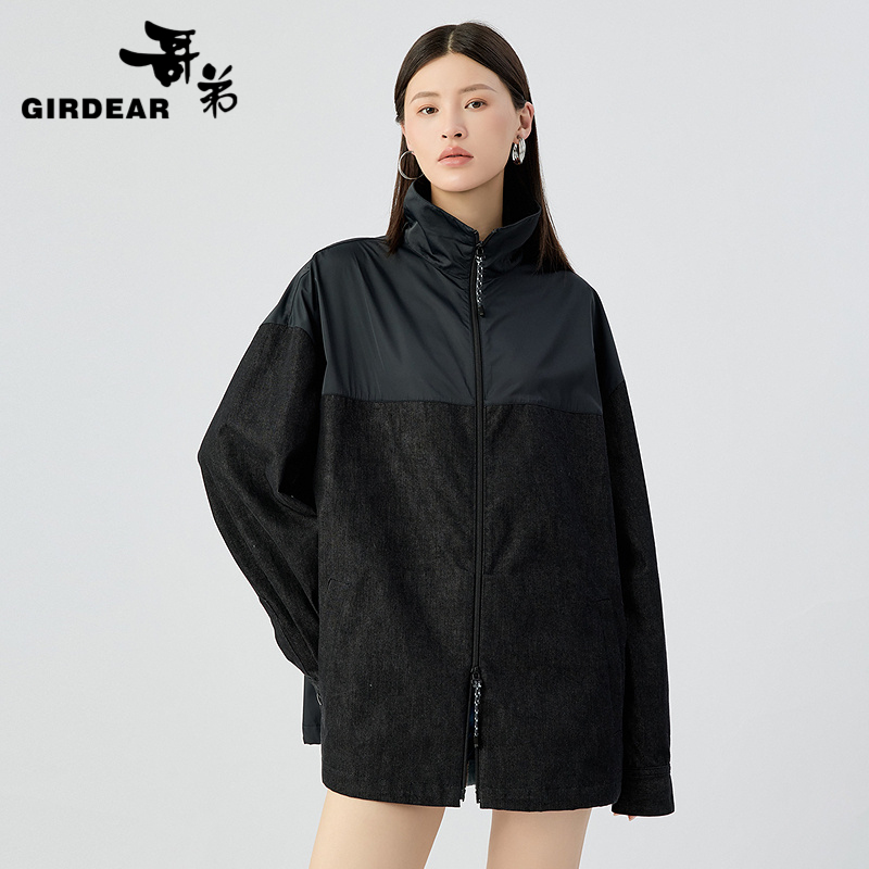 哥弟 立领拼接设计潮搭廓形外套140037