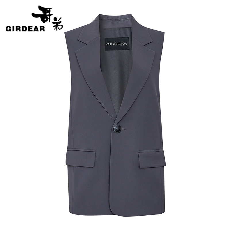 哥弟  一粒扣翻领西装马甲外套140055