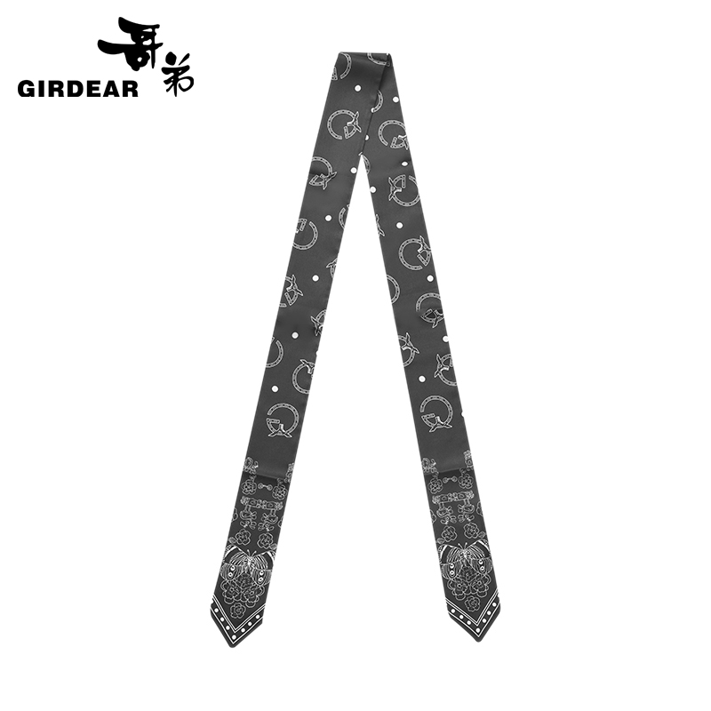 哥弟 经典百搭印花细飘带1800020