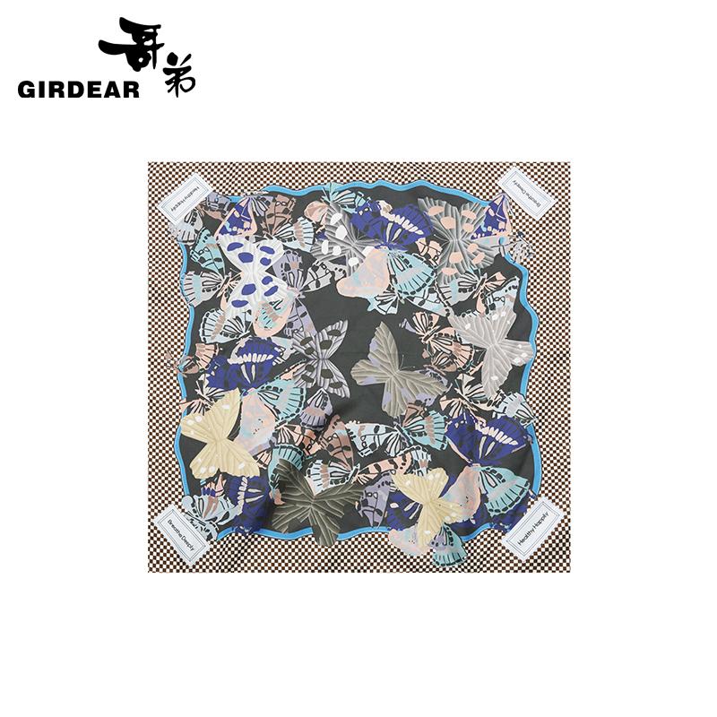 哥弟 造型单品印花小方丝巾180016