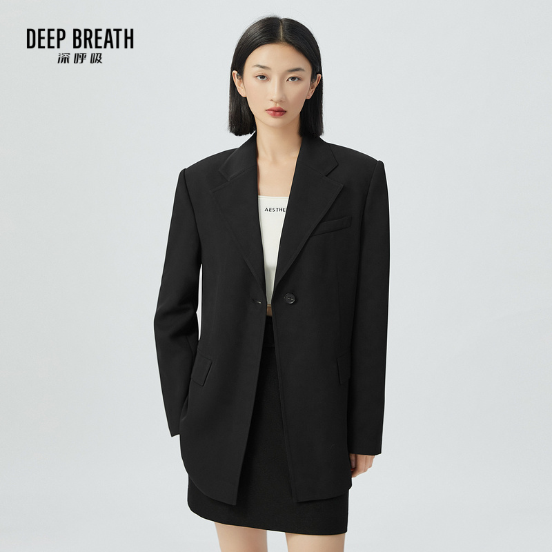 DEEP BREATH深呼吸女装 通勤纯色一粒扣阔版西装外套A400872