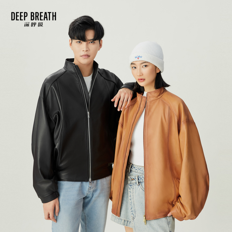 DEEP BREATH深呼吸女装 立领休闲款绵羊皮衣女士长袖外套男女同款A401083