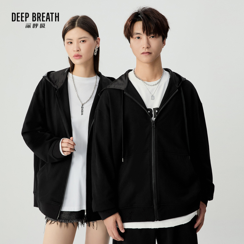 DEEP BREATH深呼吸男女同款 宽松连帽卫衣外套A401285