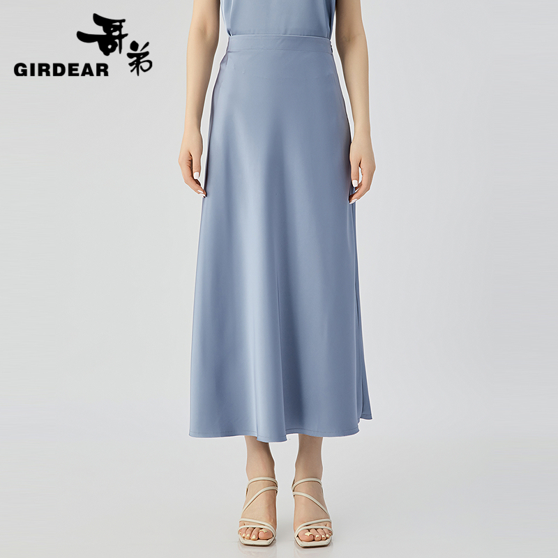 哥弟 高腰质感色丁鱼尾半身长裙1200388