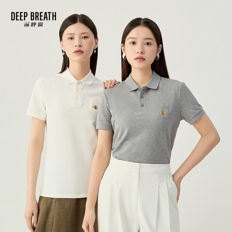 DEEP BREATH深呼吸女装 POLO休闲刺绣蜜蜂女款短袖T恤A301454