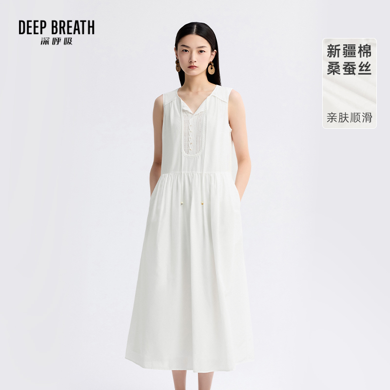 DEEP BREATH深呼吸女装 夏季新款气质花边拼接丝棉无袖连衣裙A500549