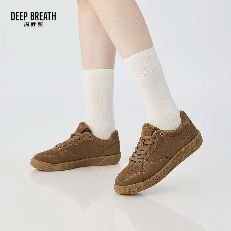 DEEP BREATH深呼吸女鞋 做旧感低帮绑带平底柔软德训鞋休闲鞋AX12335