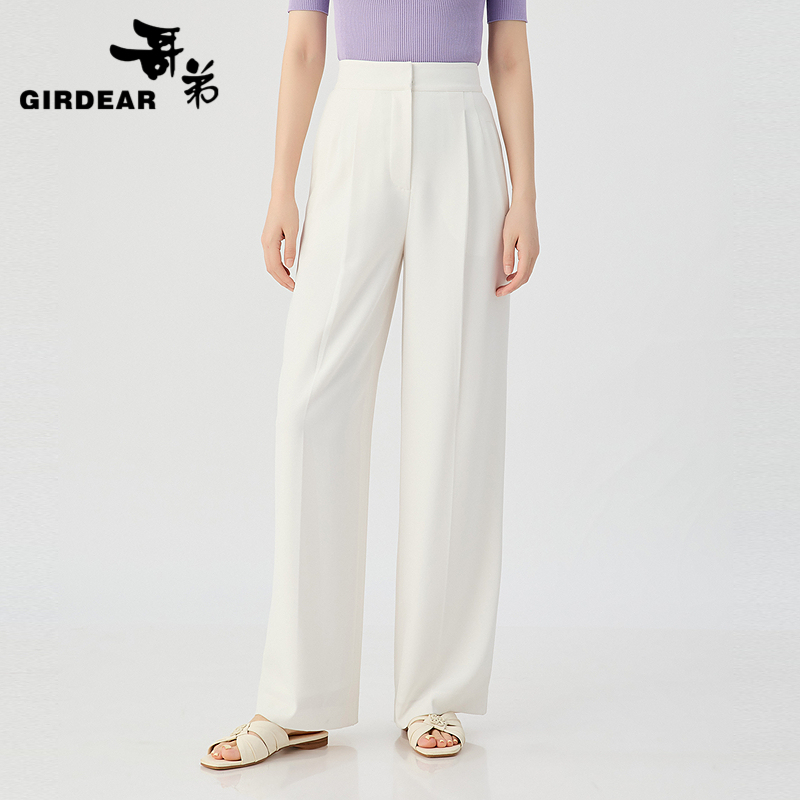 哥弟  高级通勤垂感高腰阔腿裤1100235