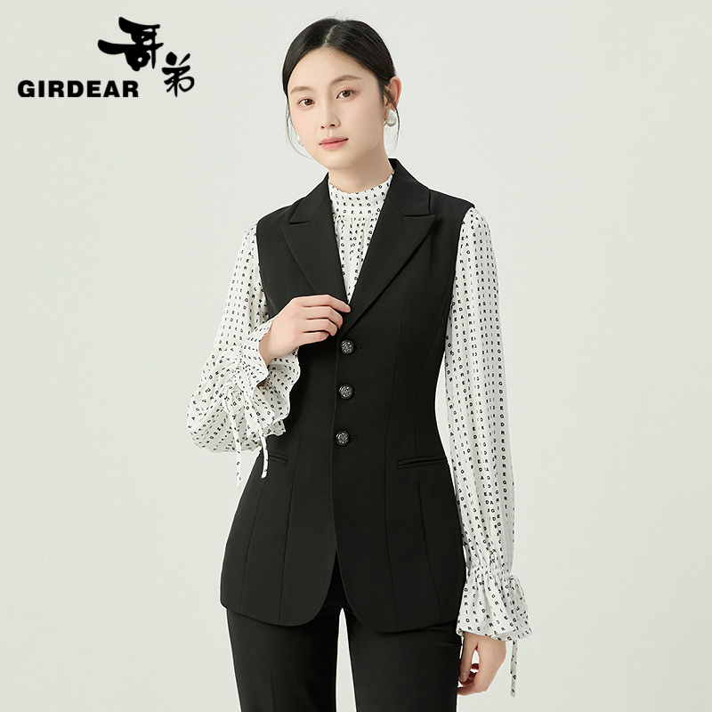 哥弟  气场通勤收腰背心马甲140030