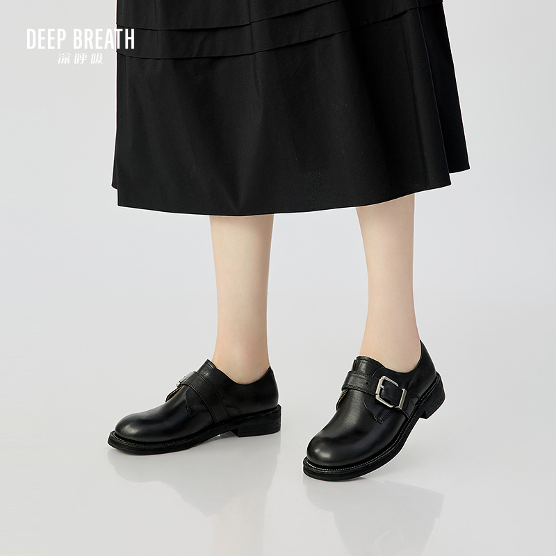 DEEP BREATH深呼吸女鞋 牛皮透气圆头复古甜酷风绅士鞋AX13120