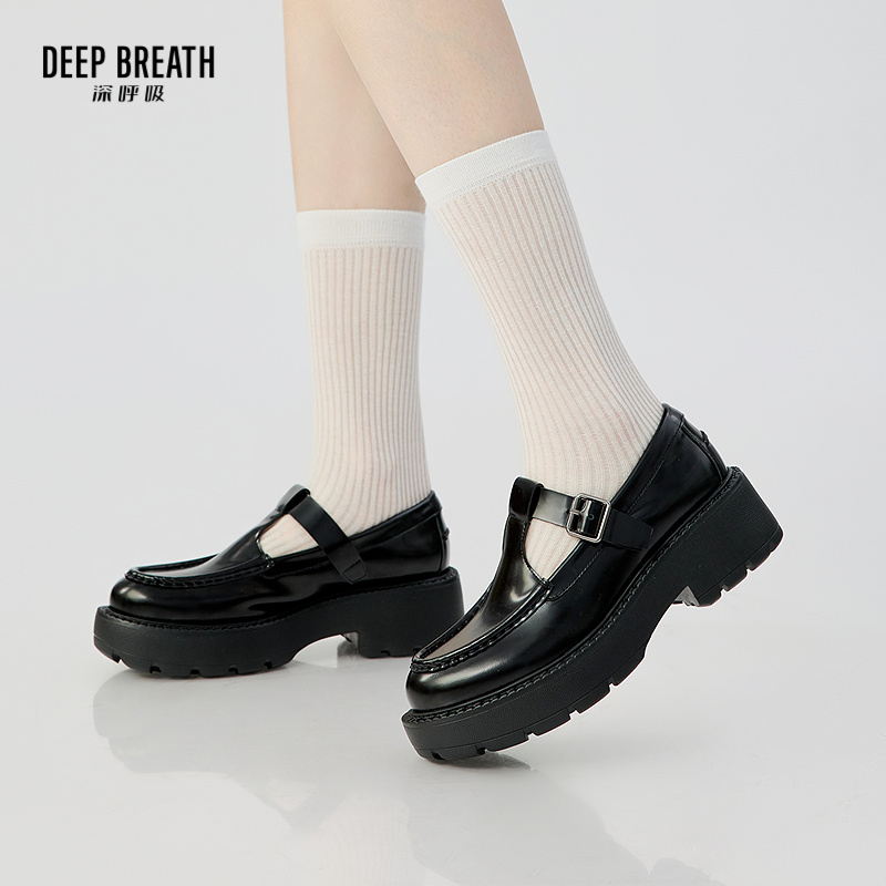 DEEP BREATH深呼吸女鞋 真皮厚底调节扣玛丽珍乐福鞋绅士鞋女鞋AX13121