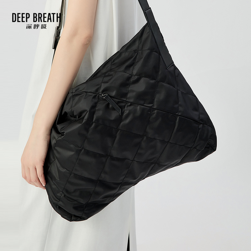 BREATH深呼吸女包 尼龙布菱格松弛大容量单肩斜挎休闲包布包AB10285