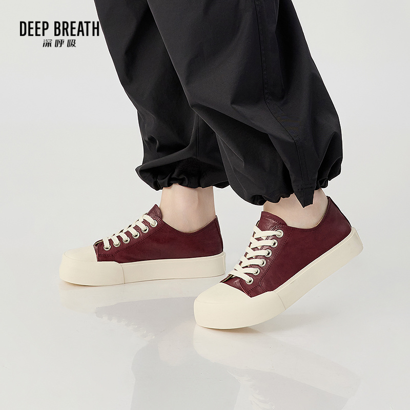 DEEP BREATH深呼吸女鞋 马皮低帮绑带柔软休闲鞋AX12345