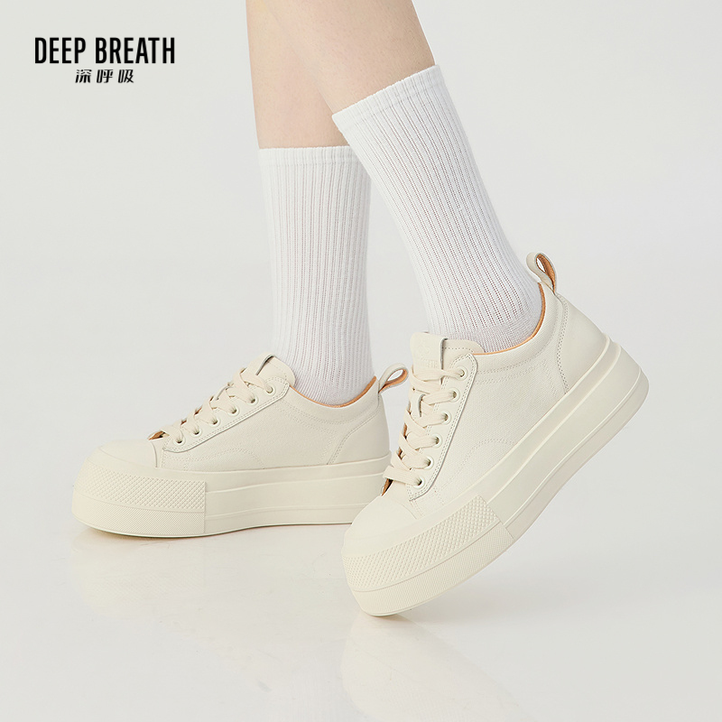 DEEP BREATH深呼吸女鞋 厚底增高帆布大头小白鞋板鞋休闲鞋帆布鞋AX12346