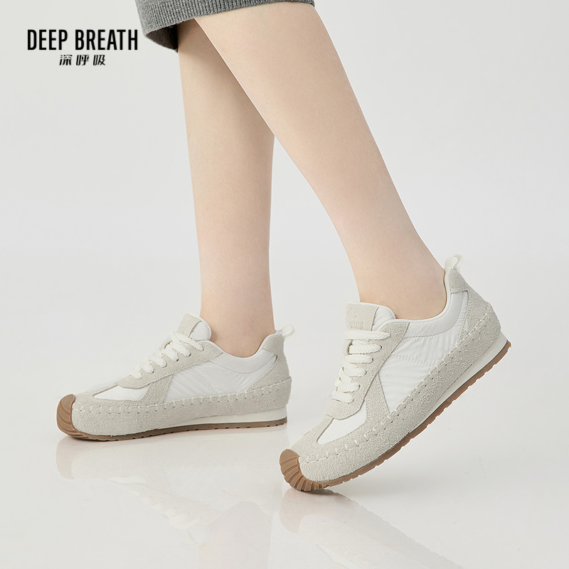 DEEP BREATH深呼吸女鞋 拼接低帮绑带斜头德训鞋丑丑鞋休闲鞋AX12341