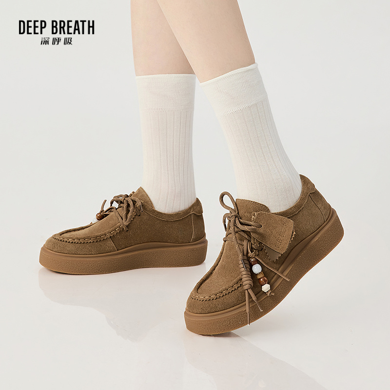 DEEP BREATH深呼吸女鞋 反绒低帮绑带袋鼠鞋休闲鞋AX12348