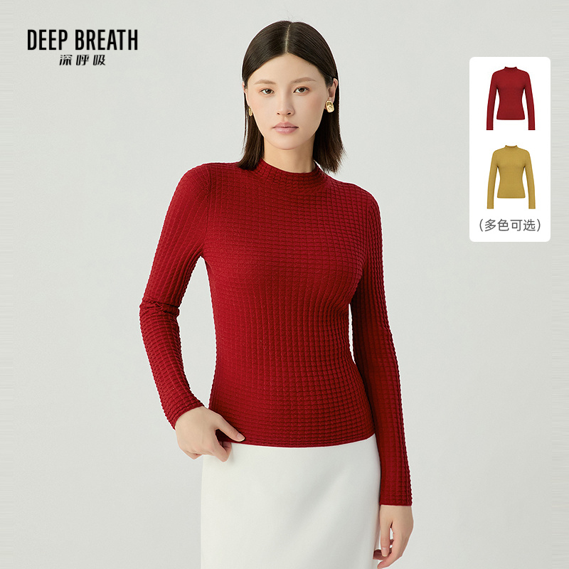 DEEP BREATH深呼吸女装 烟管领金银丝华夫格毛针织衫A301713
