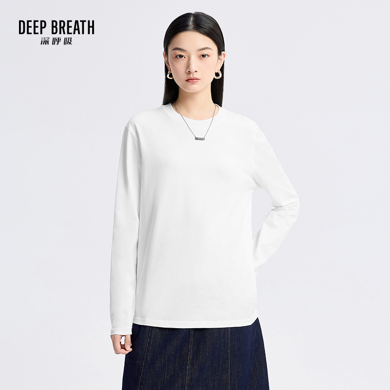 DEEP BREATH深呼吸情侣装 休闲纯棉圆领套头长袖上衣T恤男女A300806