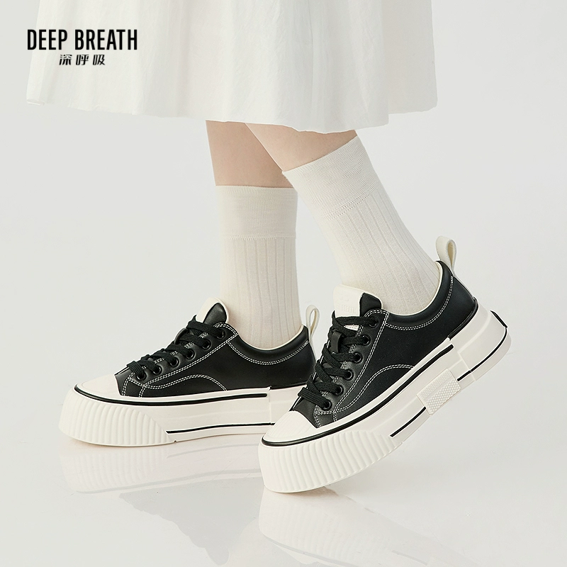 DEEP BREATH深呼吸女鞋 牛皮低帮绑带解构小白鞋板鞋休闲鞋AX12357