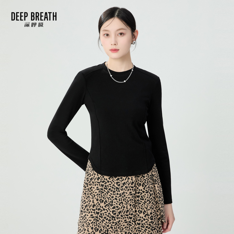 DEEP BREATH深呼吸女装 造型下摆垫肩长袖休闲T恤A301683