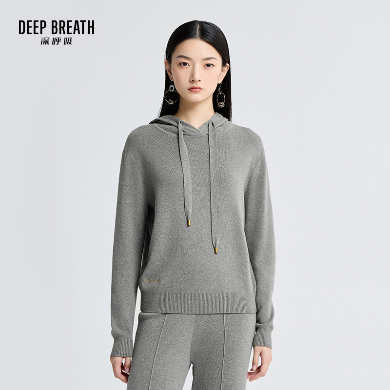 DEEP BREATH深呼吸女装 连帽刺绣套头针织卫衣A300858