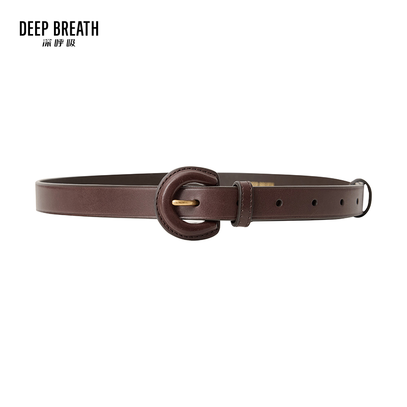 DEEP BREATH深呼吸配饰 圆皮扣造型质感真皮皮带装饰腰带A900189
