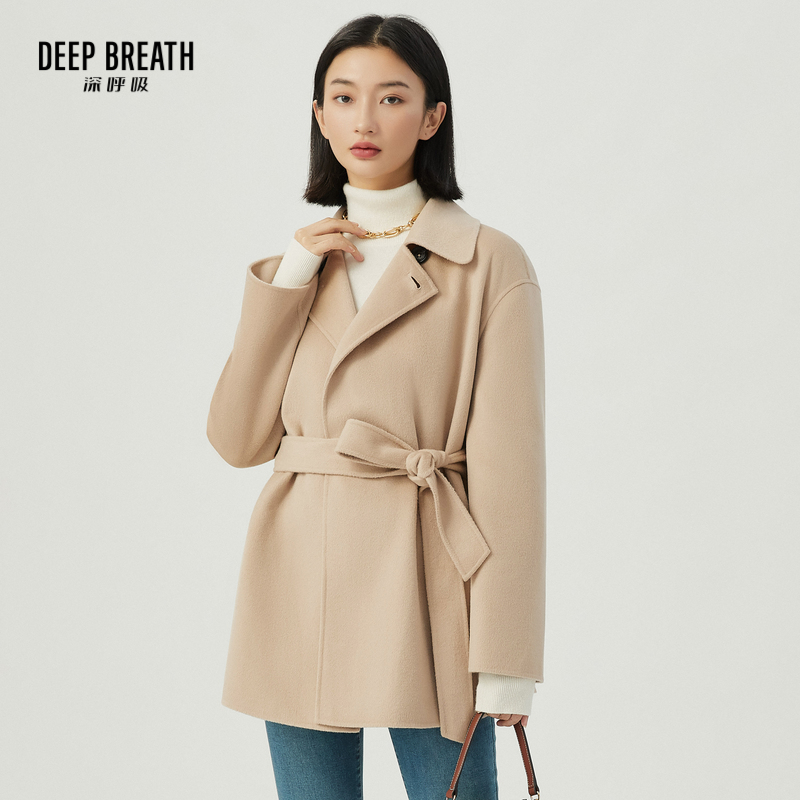 DEEP BREATH深呼吸女装 中长款双面呢大衣外套【附腰带】A400933