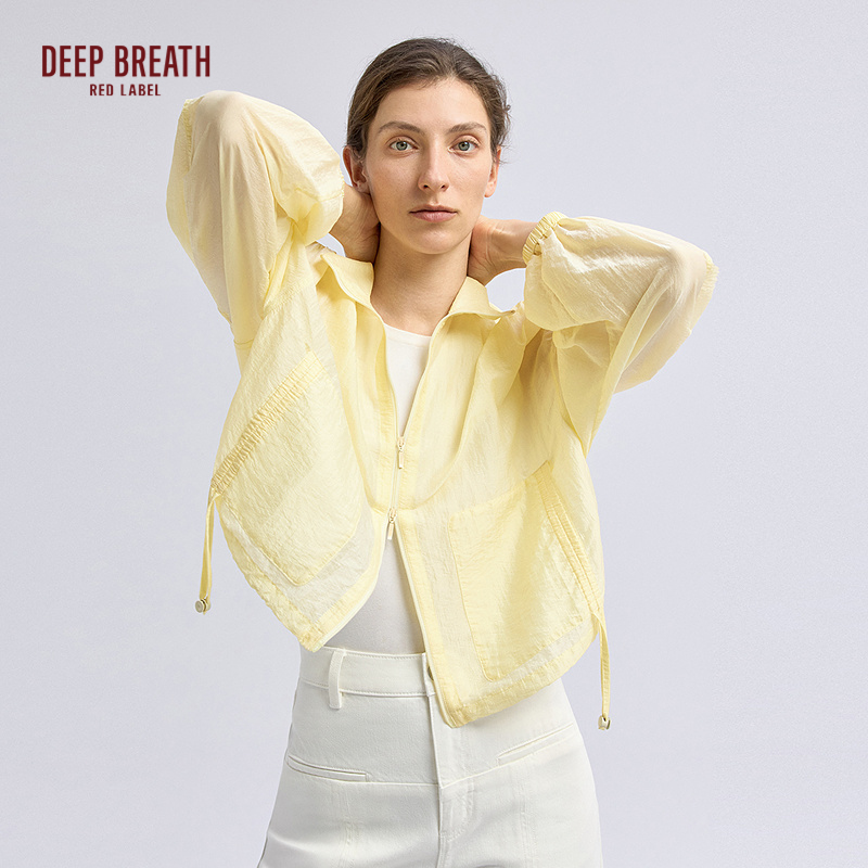 深呼吸红标【文艺复兴】宽松立领造型感简约休闲翻领薄外套D40015