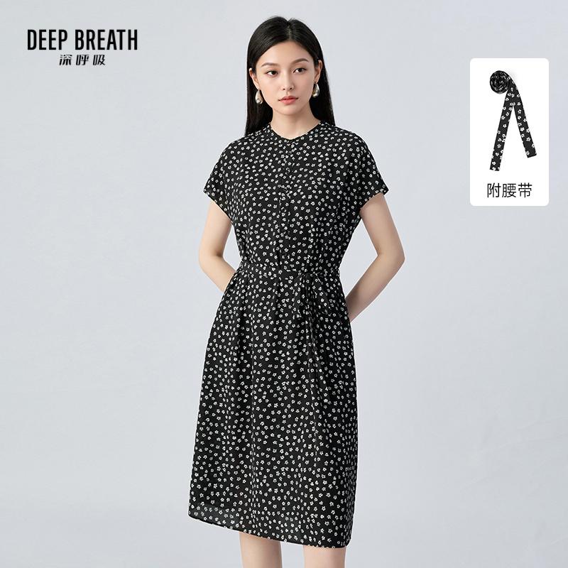 DEEP BREATH深呼吸女装 新款圆领碎花衬衫裙中长款无袖连衣裙A500601